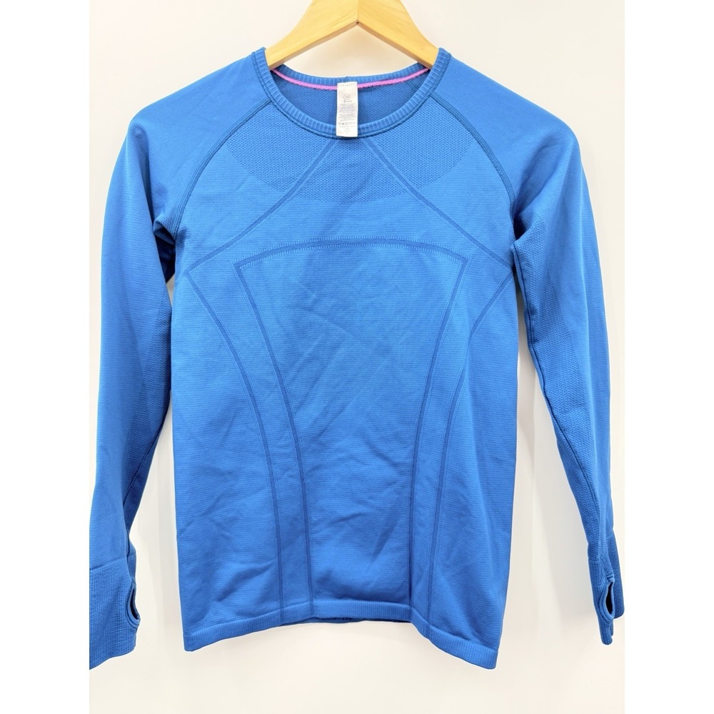 Ivivva Lululemon Blue Girls Swiftly‎ Fly Tech Seamless Long Sleeve Shirt Sz 14